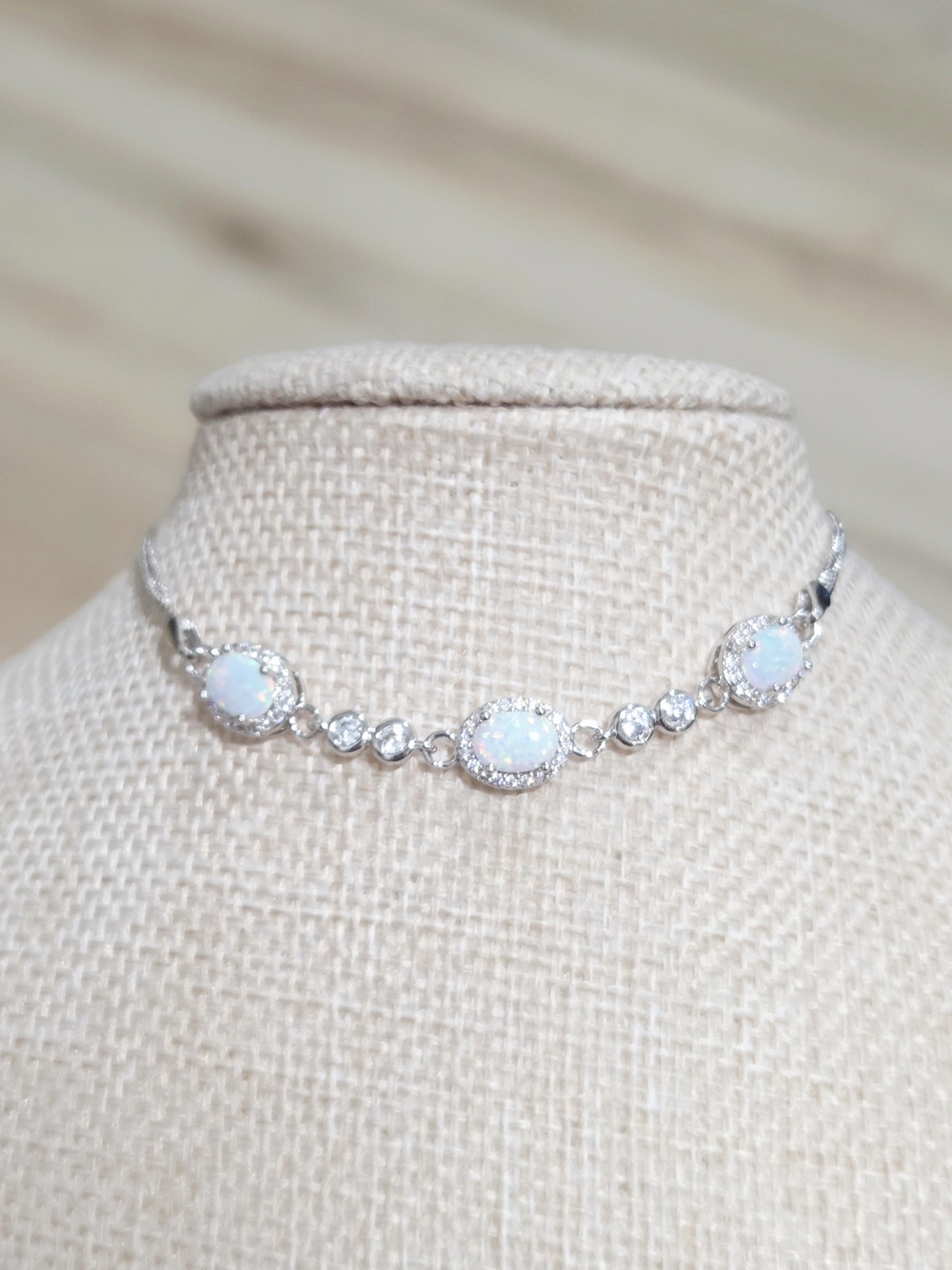 Opal Silver Bracelet - White Opal